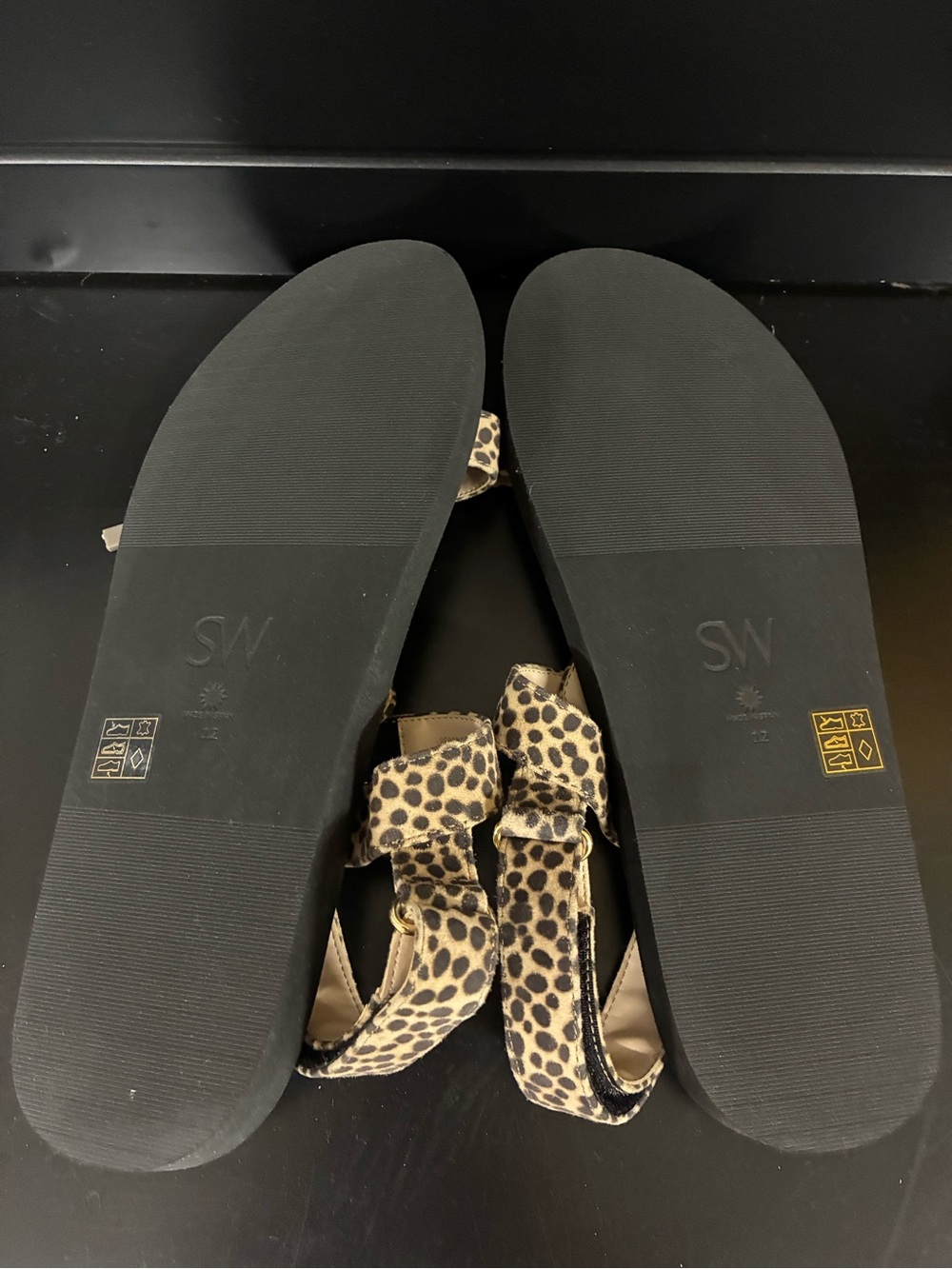 NWT Stuart Weitzman Leopard-Print Strappy Sandals - Beige/Black Sz 12 - Picture 5 of 5